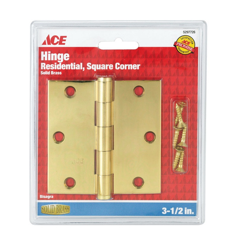 Ace Steel Door Hinge 3-1/2 in. L Brass 1 pk