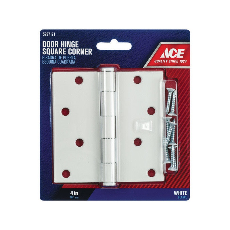 Ace Steel Door Hinge 4 in. L White 1 pk
