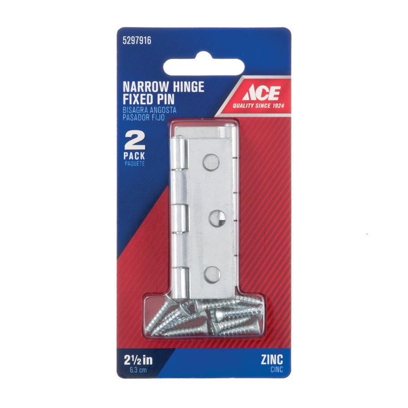 Ace Steel Narrow Hinge 1-5/8 in. L Zinc 2 pk