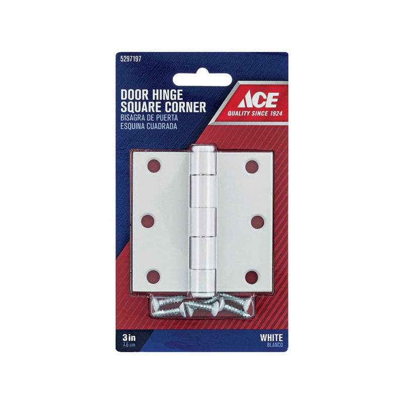 Ace Steel Residential Hinge 3 in. L White 1 pk