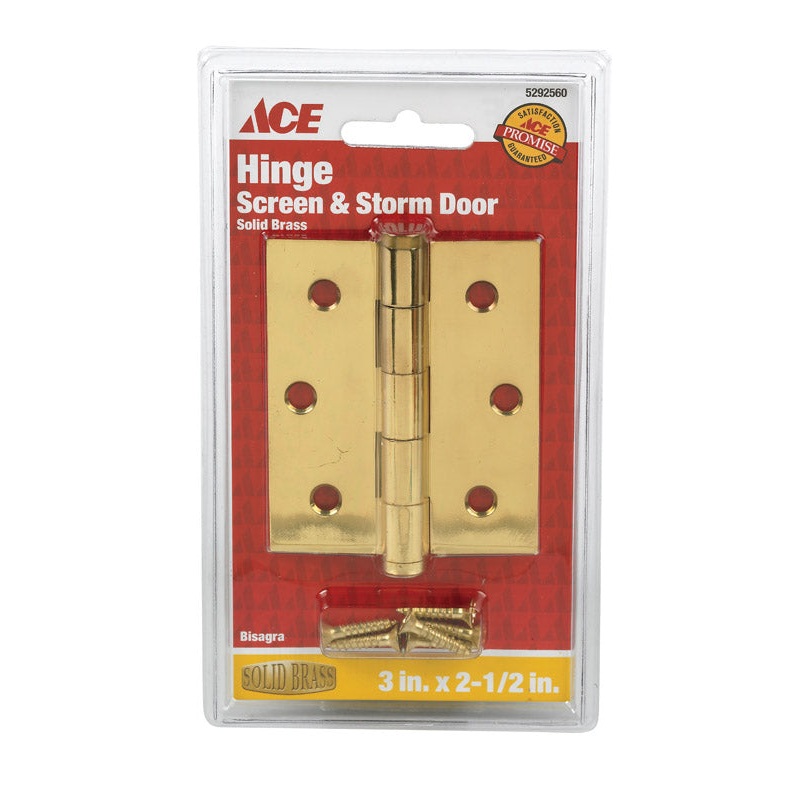 Ace Surface mount Screen/Storm Door Hinge Brass 1 pk