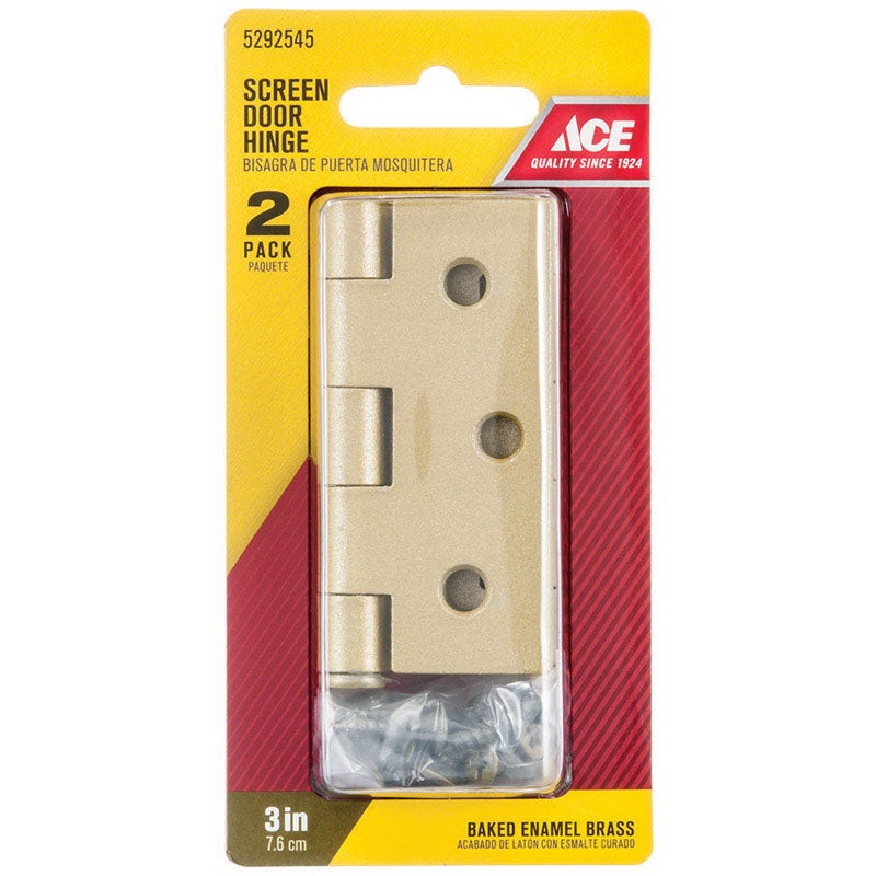 Ace Surface mount Screen/Storm Door Hinge Brass 2 pk