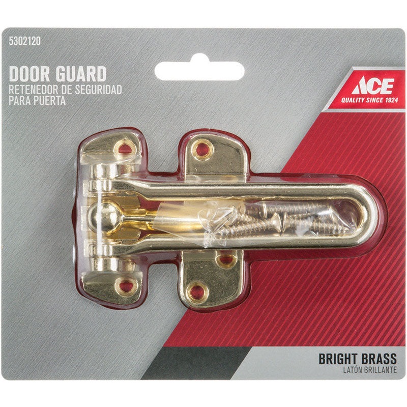 Ace Swingbar Door Guard 4-1/8 in. Bright Brass For Exterior Doors to Allow Security While Allowing D