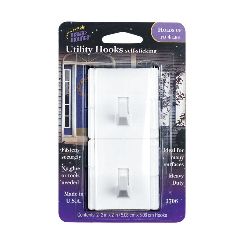 Magic Mounts 4 lb. Metal Adhesive Utility Hooks 2 pk