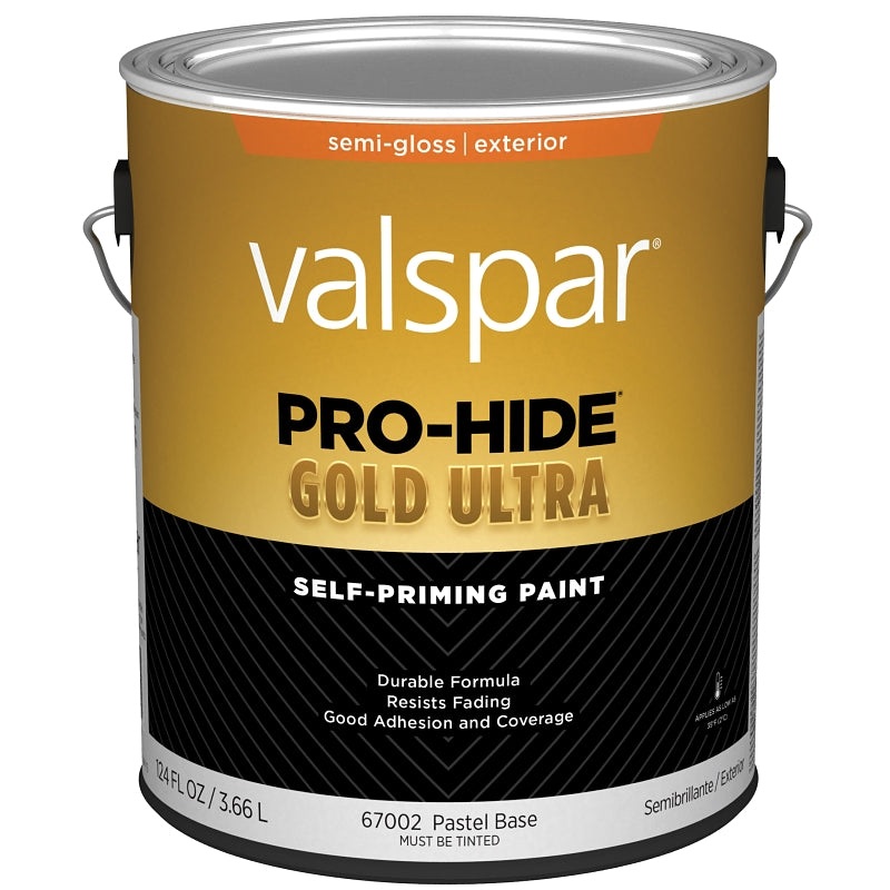Valspar Pro-Hide Gold Ultra 6700 028.0067002.007 Latex Paint, Acrylic Base, Semi-Gloss Sheen, Pastel Base, 1 gal, Pack of 4