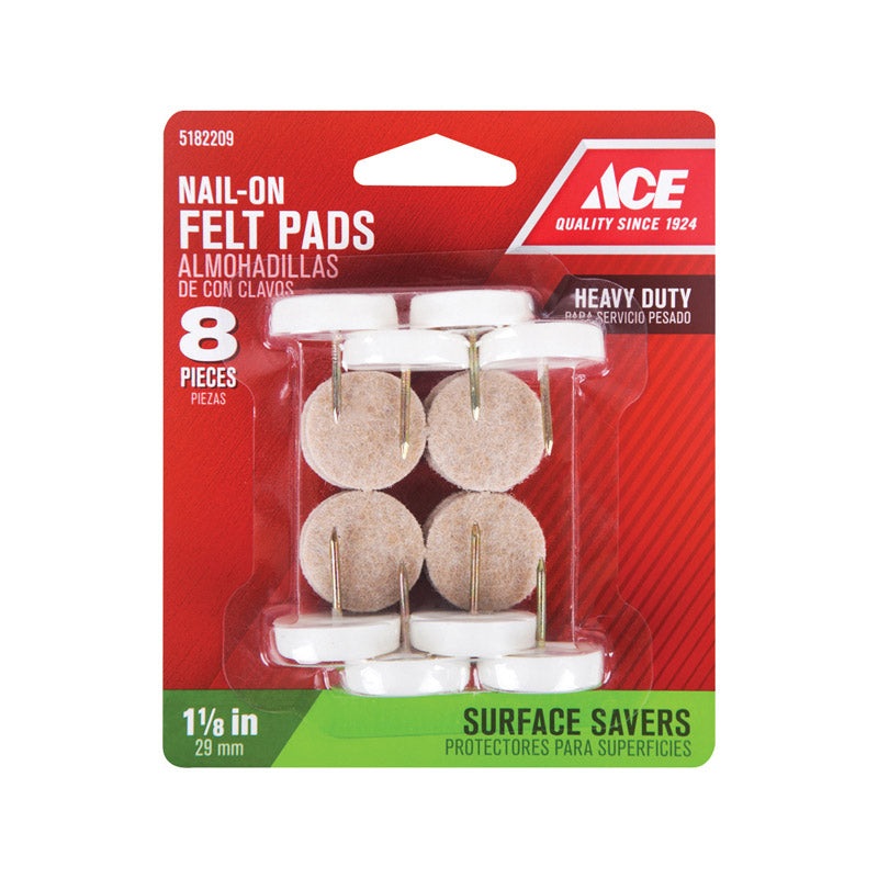 Ace 1 in. Dia. x 1 in. W Round Nail on Glide 8 Felt