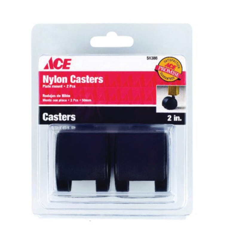 Ace 2 in. Dia. Swivel Gray Twin Wheel Caster with Plate 75 lb. 2 pk