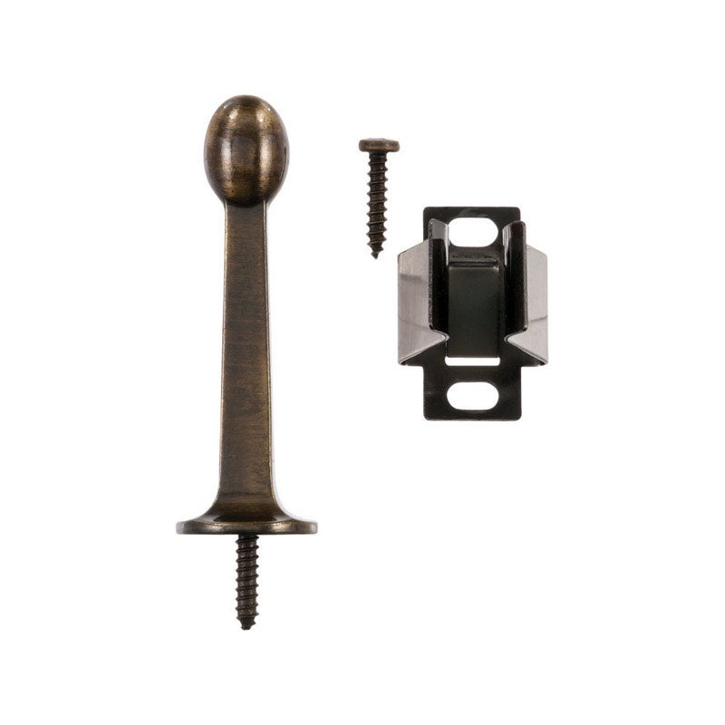 Ace Metal Rigid Door Stop with Holder 3 in. L Antique Brass