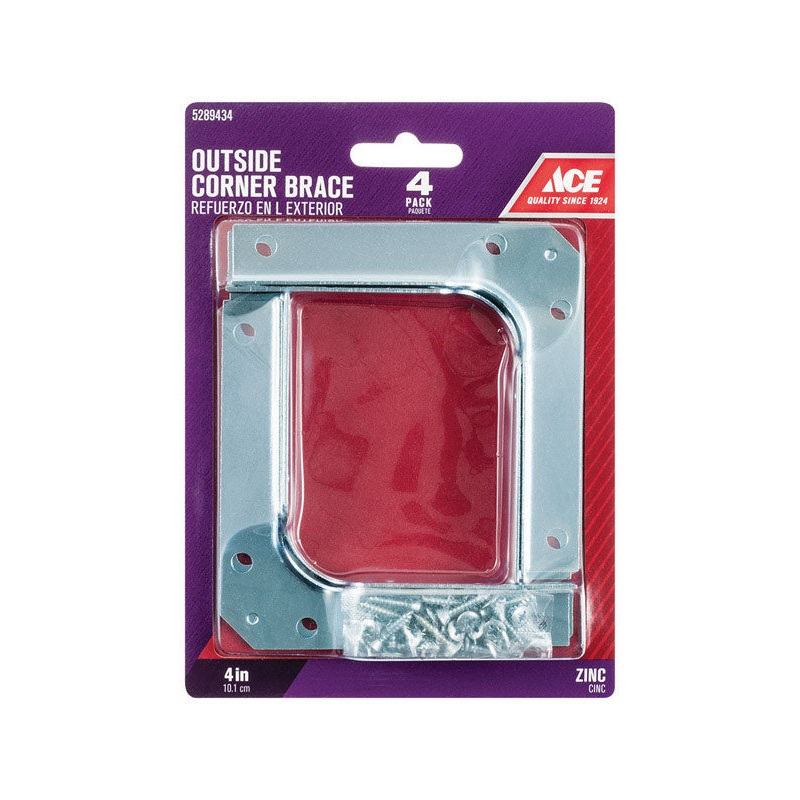Ace Outside Corner Brace 4 in. x 5/8 in. Zinc