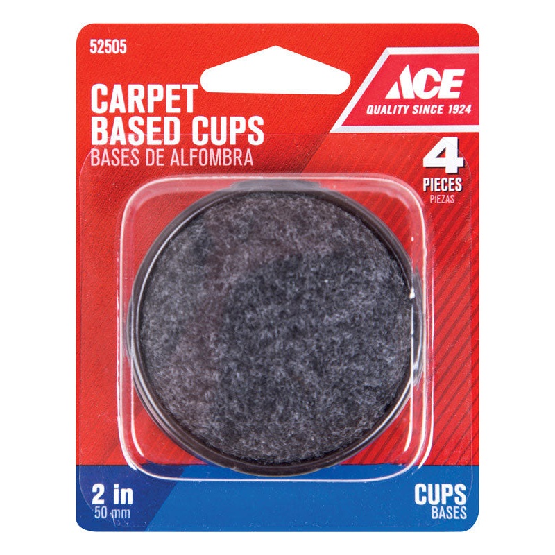 Ace Plastic Round Caster Cup Black 2 in. W 4 pk