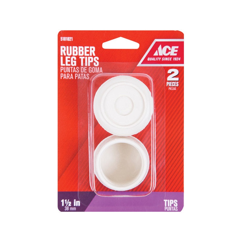 Ace Rubber Round Leg Tip Off-White 1-1/2 in. W 2 pk