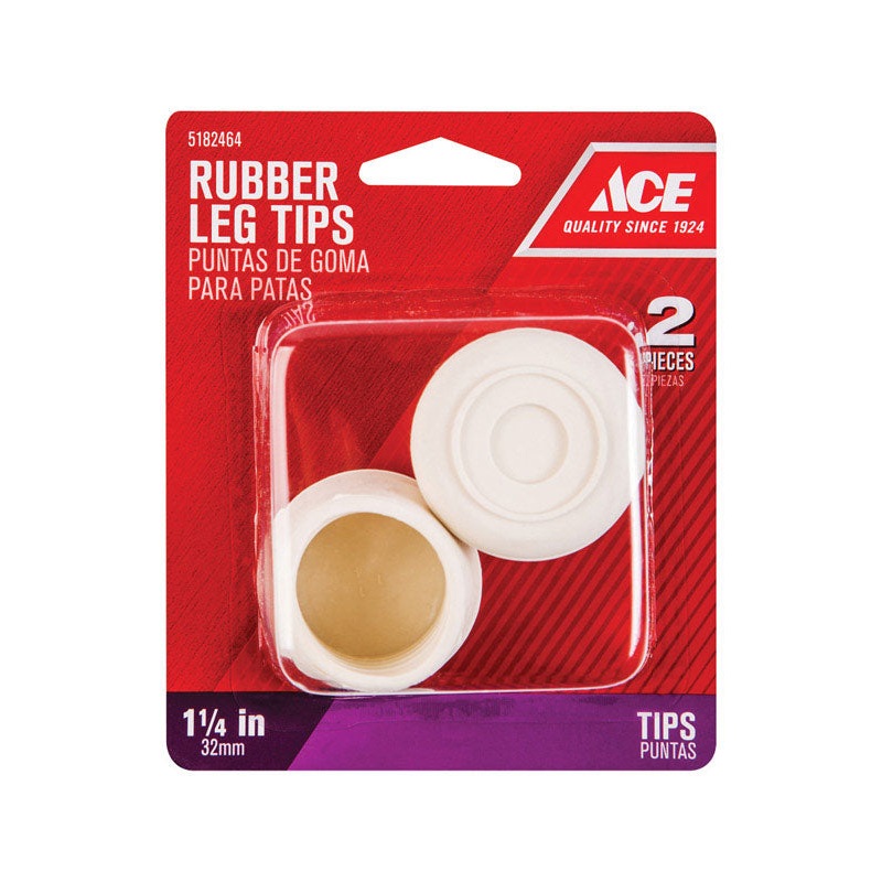 Ace Rubber Round Leg Tip Off-White 1-1/4 in. W 2 pk