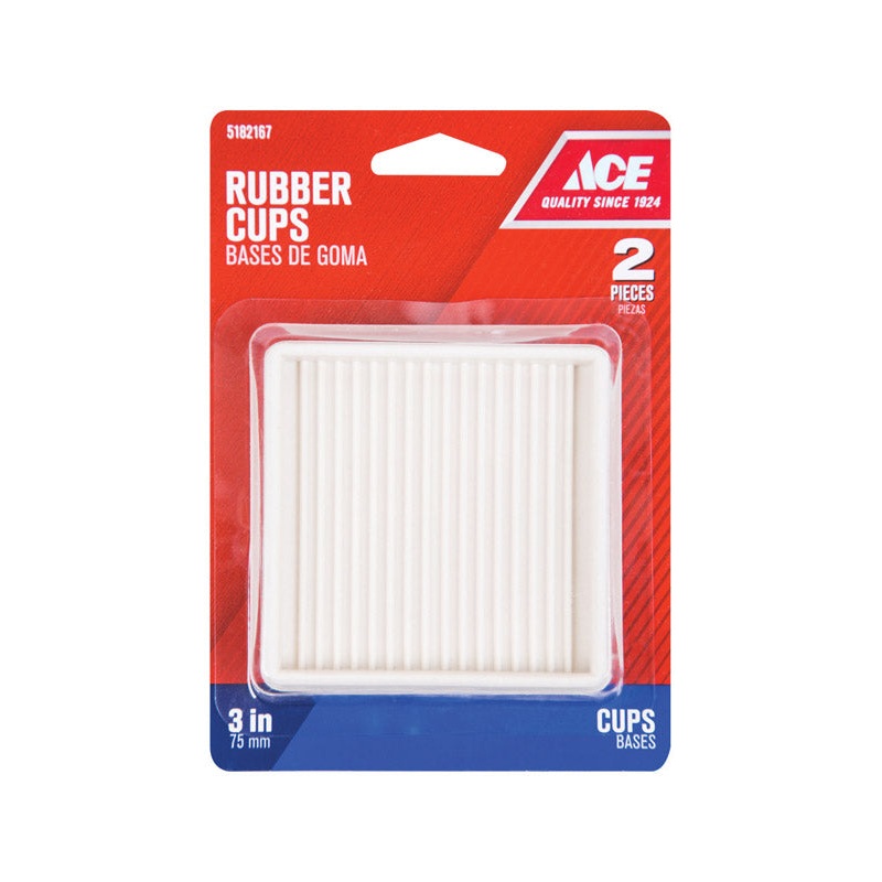 Ace Rubber Square Caster Cup White 3 in. W x 3 in. L 2 pk