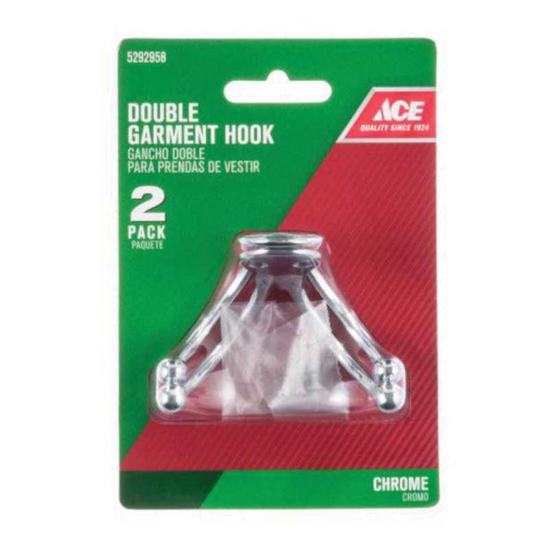 Ace Small Double Garment Hook 1-3/4 in. L Metal 2 pk