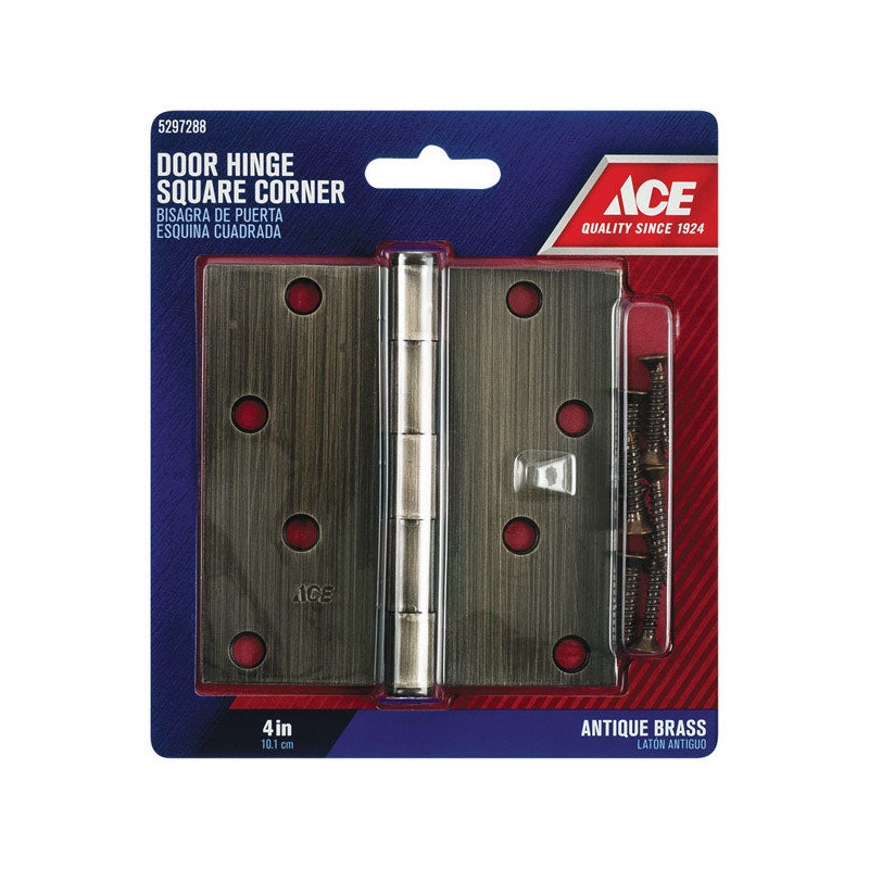 Ace Steel Residential Hinge 4 in. L Antique Brass 1 pk