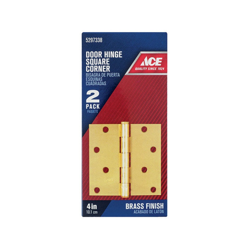 Ace Steel Residential Hinge 4 in. L Satin Brass 2 pk
