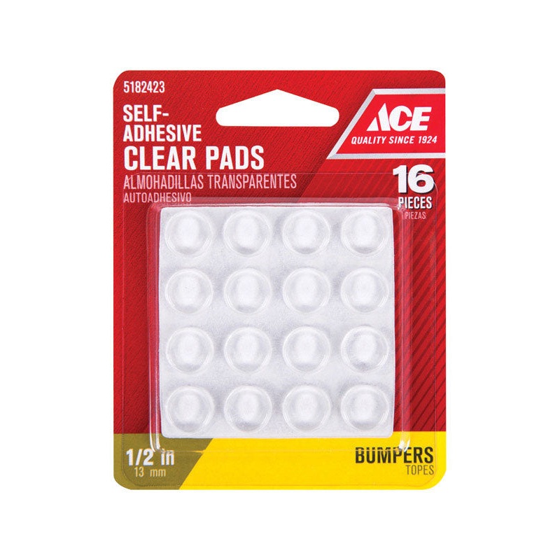 Ace Vinyl Round Protective Pads Clear 1/2 in. W 16 pk