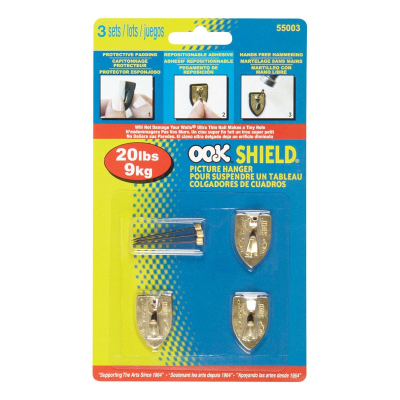 Hillman OOK 20 lb. Steel Shield Picture Hanger 3 pk