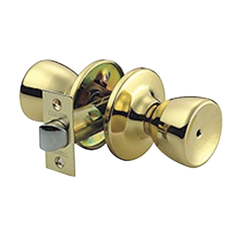 Home Plus Tulip Privacy Lockset Polished Brass Steel 3 Grade Left Handed, Right Handed