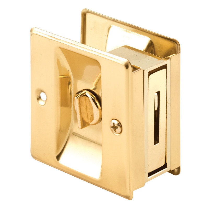 Prime-Line Polished Pocket Door Privacy Lock Brass 1 pk