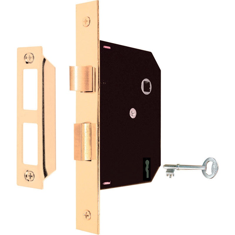 Prime-Line Security Bright Brass Steel Mortise Replacement Lock Assembly Grade 1 1-3/4 in.