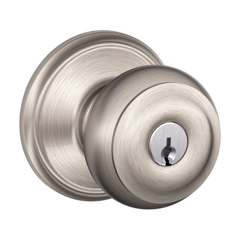 Schlage Georgian Entry Lockset Satin Nickel Steel 2 Grade Left Handed, Right Handed