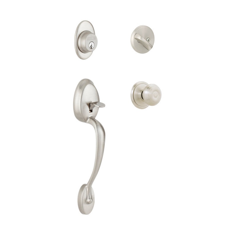 Schlage Plymouth, Georgian Satin Nickel Steel Handleset 1 Grade Right or Left Handed