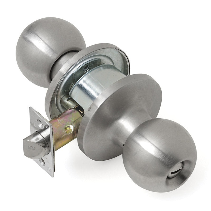 Tell Ball Privacy Lockset Satin Stainless Steel 2 Grade Left Handed, Right Handed