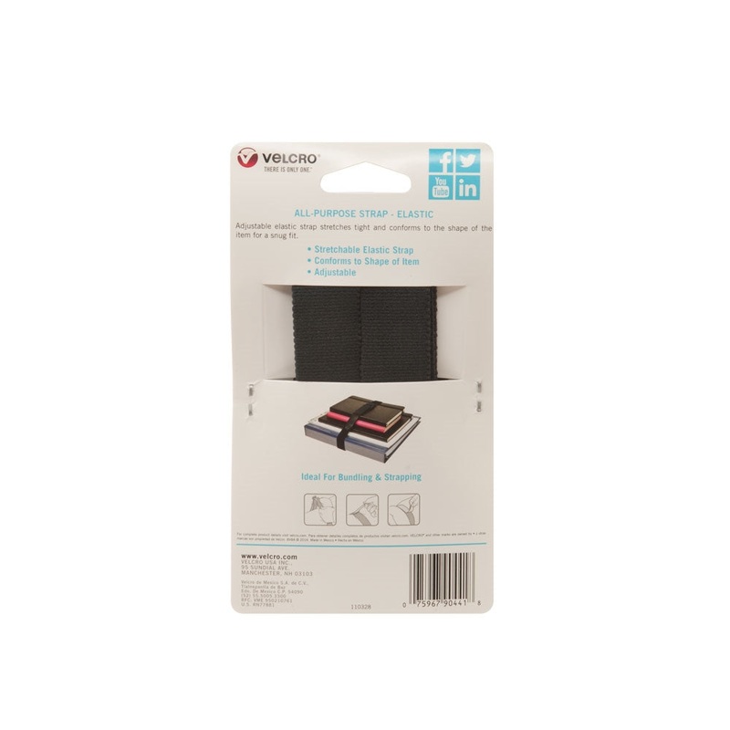 Velcro Elastic Strap 27 in. L x 1 in. W Black 2 pk