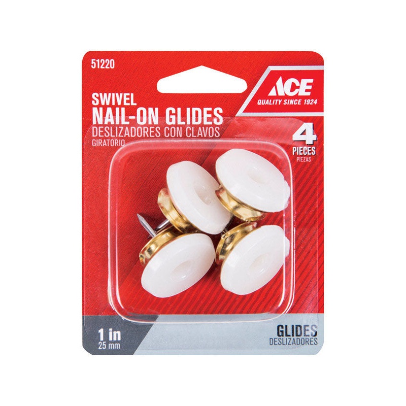 Ace 1 in. W x 1 in. Dia. Swivel Swivel Glide with Plastic Base 4 Brass / Plastic