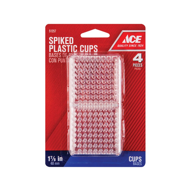 Ace Plastic Square Spiked Caster Cup Clear 1-7/8 in. W x 1-7/8 in. L 4 pk