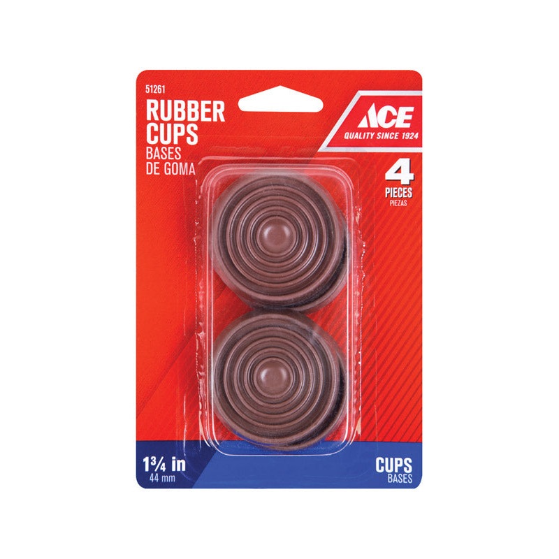 Ace Rubber Round Caster Cup Brown 1-3/4 in. W 4 pk