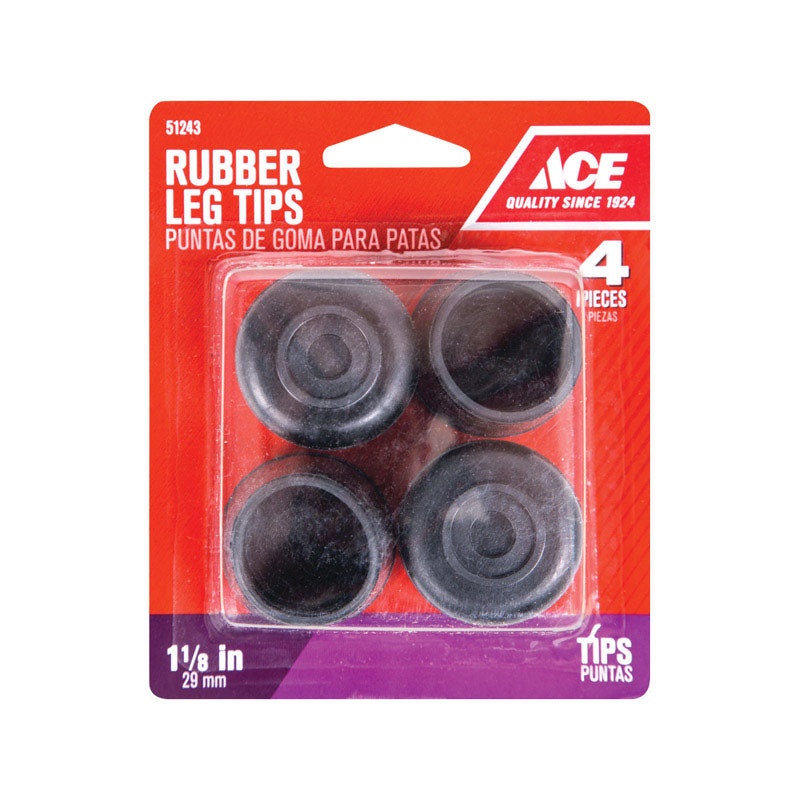 Ace Rubber Round Leg Tip Black 1-1/8 in. W 4 pk