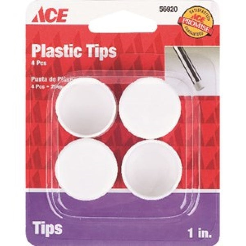 Ace Rubber Round Leg Tip Off-White 1 in. W 4 pk