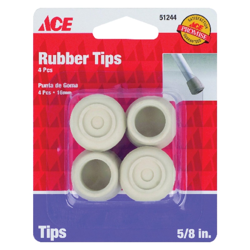 Ace Rubber Round Leg Tip Off-White 5/8 in. W 4 pk