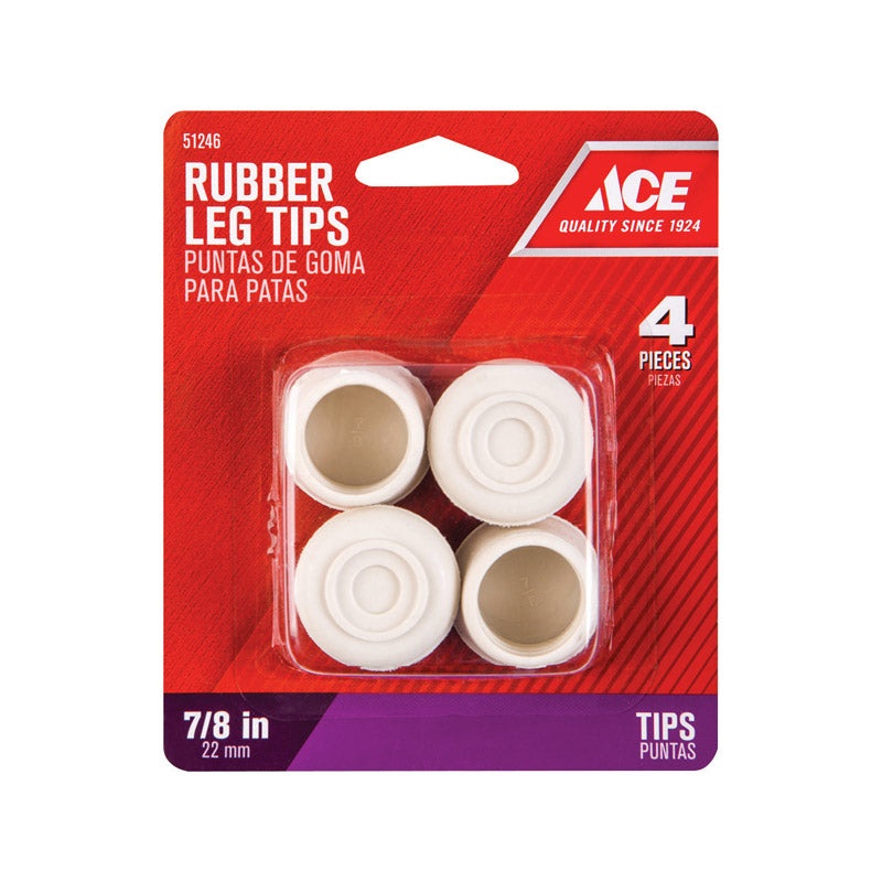 Ace Rubber Round Leg Tip Off-White 7/8 in. W 4 pk