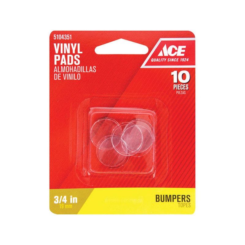 Ace Vinyl Round Protective Pads Clear 3/4 in. W 10 pk