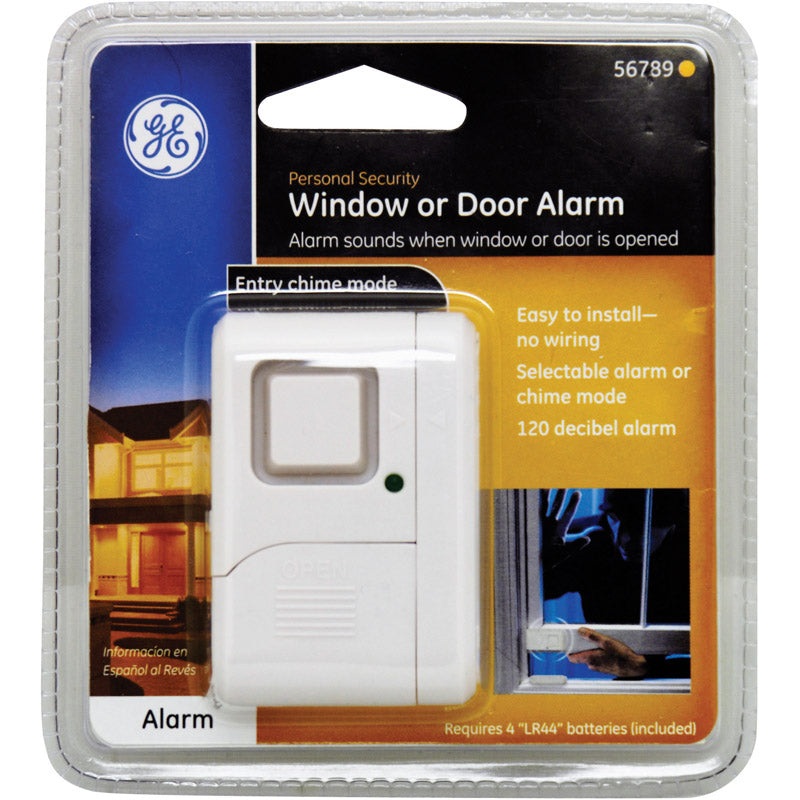GE Indoor Magnetic Window Alarm Battery 120 dB 2.5 in. x 1.5 in. x 0.75 in. Clamshell