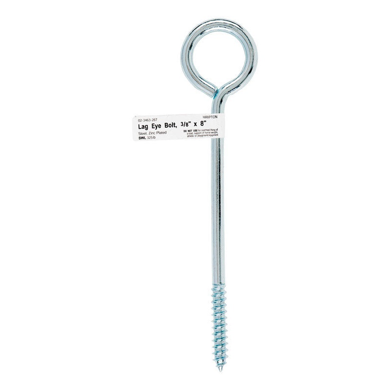 Hampton Zinc Plated Steel 8 in. L Lag Thread Eyebolt