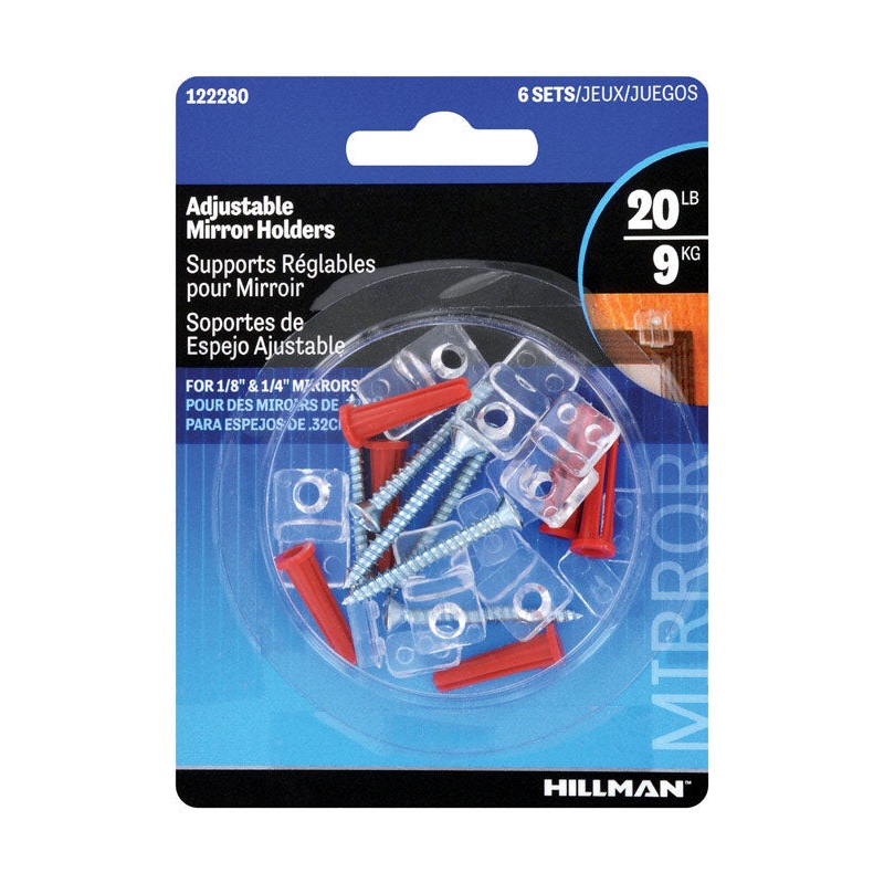 Hillman AnchorWire 1 lb. Plastic Medium Mirror Holder Kit 6 pk