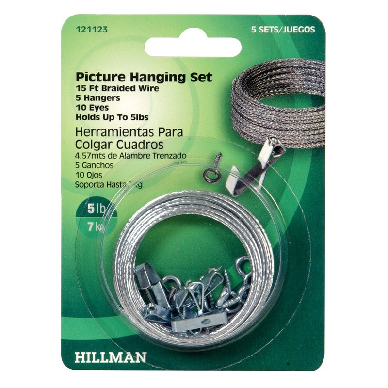Hillman AnchorWire 5 lb. Steel Standard Picture Hanging Set 5 pk
