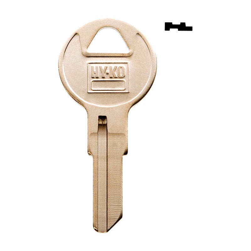 Hy-Ko Automotive Key Blank EZ# IL9 Single sided Nickel-Plated Brass Illinois 10 pk