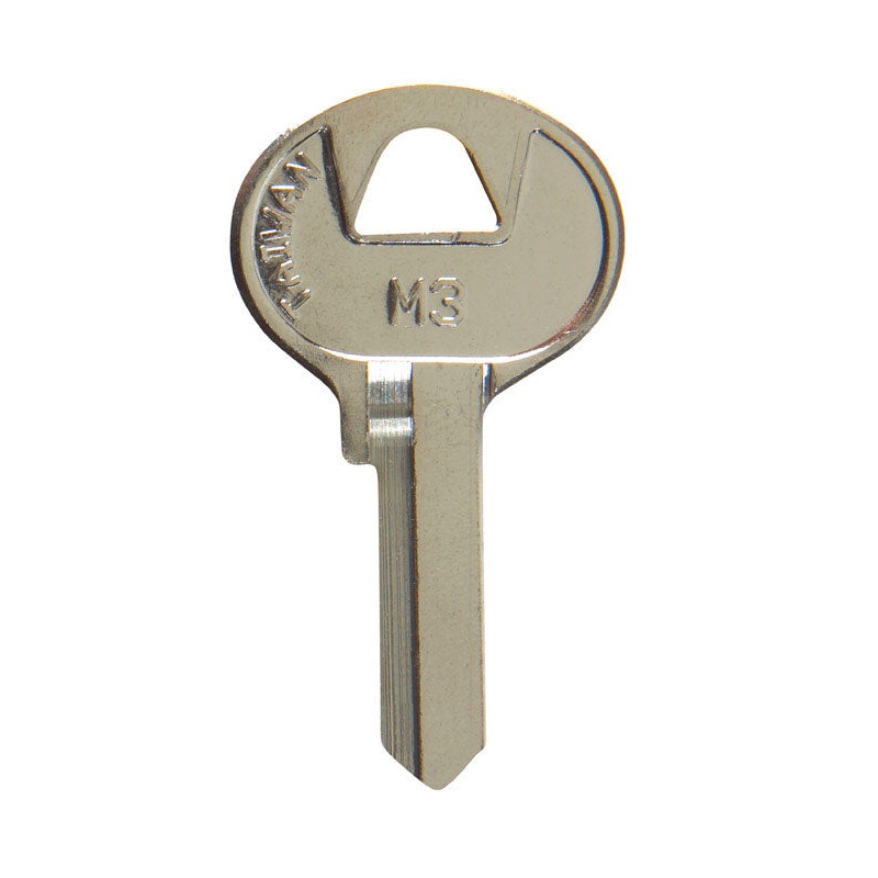 Hy-Ko Automotive Key Blank EZ# M3 Single sided Nickel-Plated Brass Fits Master Padlocks 10 pk