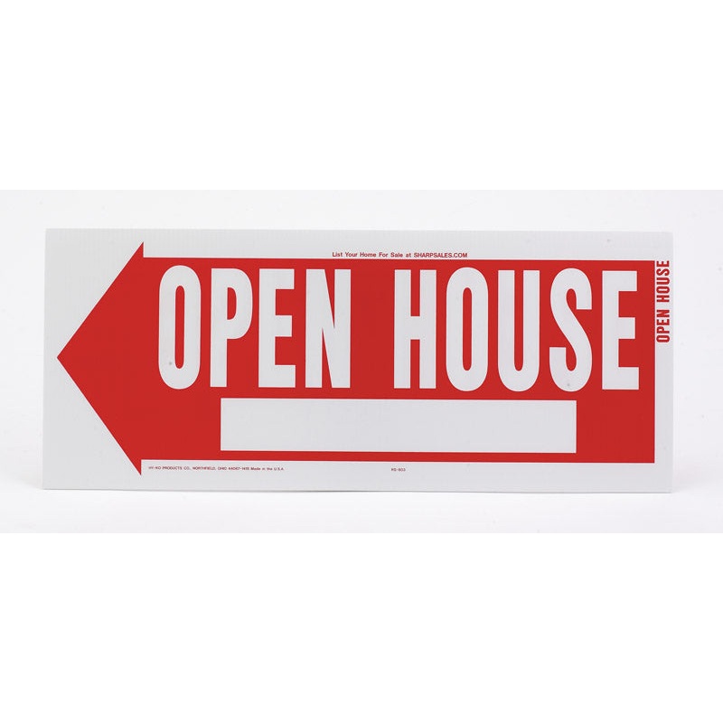 Hy-Ko English 10 in. H x 24 in. W Plastic Sign Open House