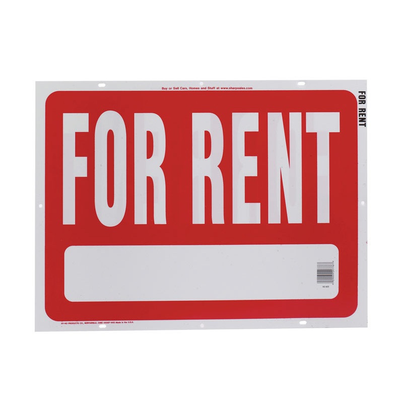 Hy-Ko English 18 in. H x 24 in. W Plastic Sign For Rent