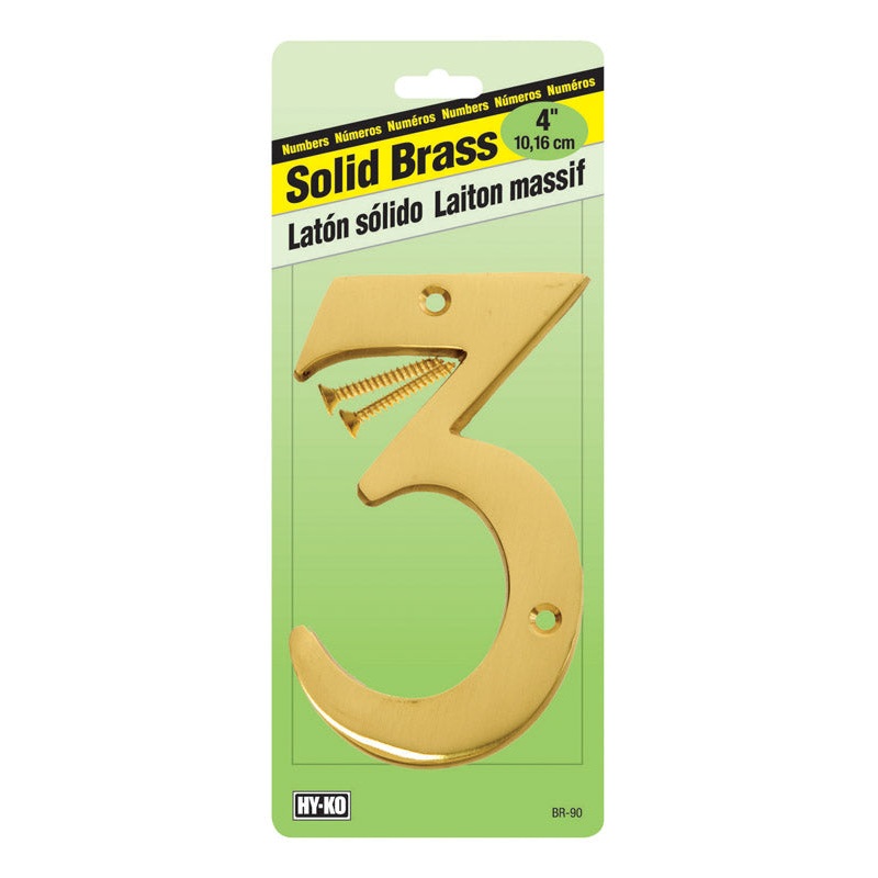 Hy-Ko Nail On 4 in. Solid Brass Number 3