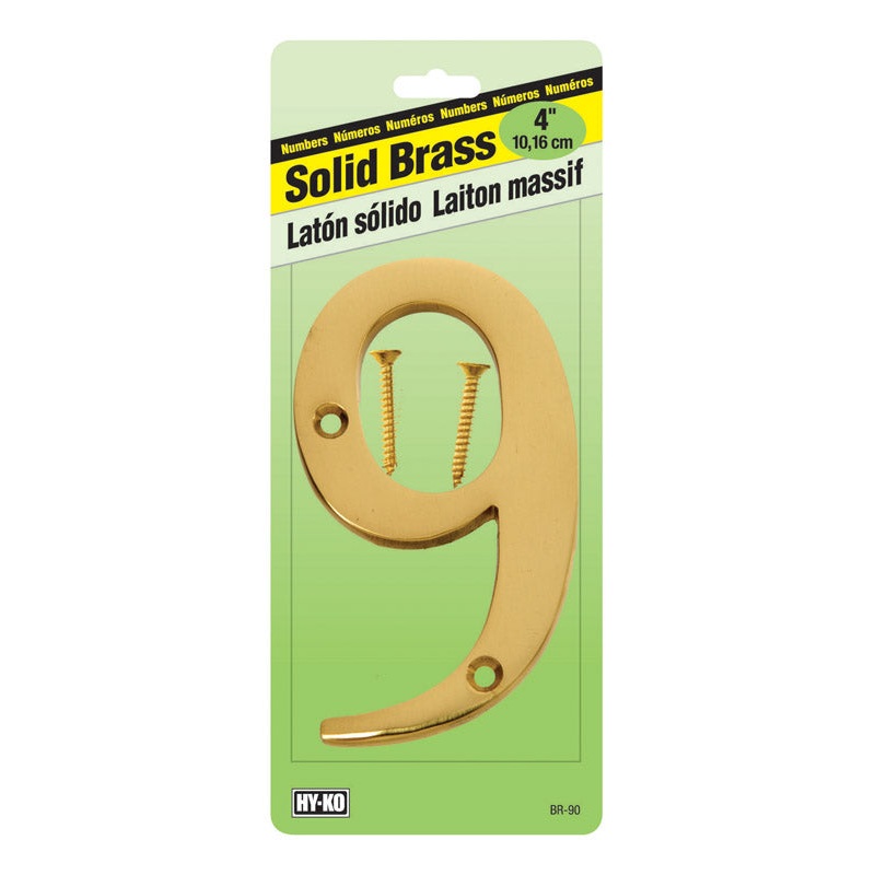 Hy-Ko Nail On 4 in. Solid Brass Number 9