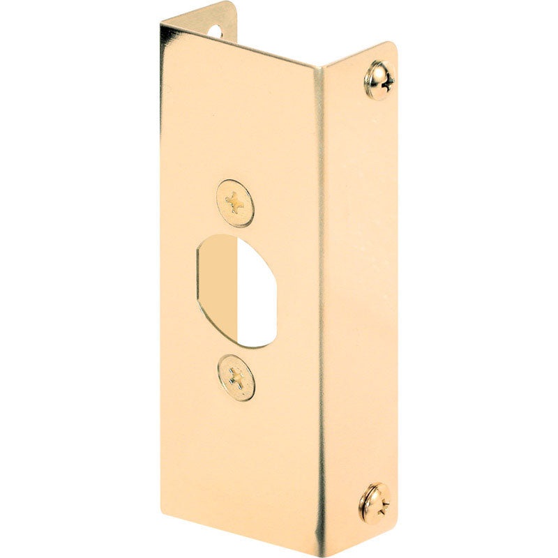Prime-Line Door Edge Reinforcer Entry 1.13 in. 4-1/2 in. x 1 in. Brass Solid Brass Use on Thick Wood