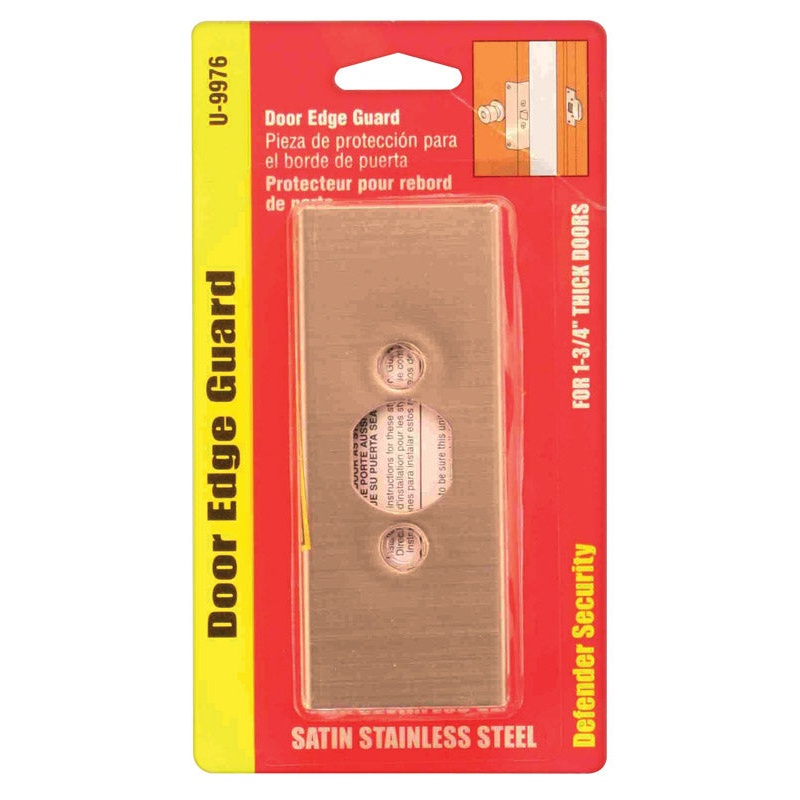 Prime-Line Door Edge Reinforcer Entry 4-1/2 in. x 1 in. Stainless Steel Use on Thick Wood or Metal D