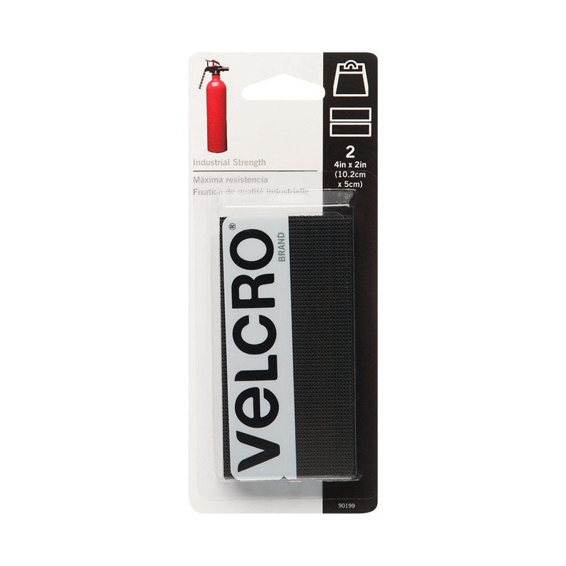 Velcro Industrial Strength Hook and Loop Fastener 4 in. L x 2 in. W Black 2 pk